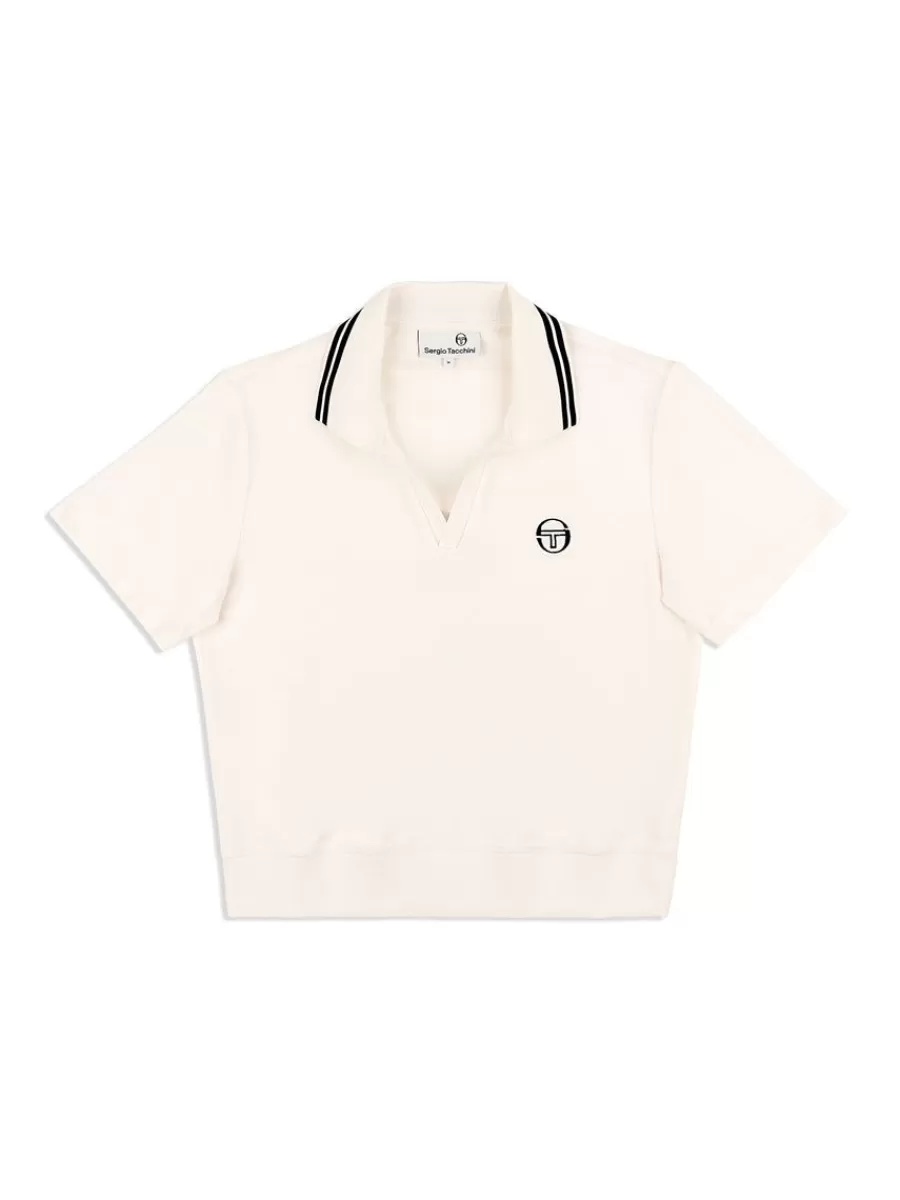 Tops And Sports Bras>Sergio Tacchini Atri Velour Polo- Gardenia