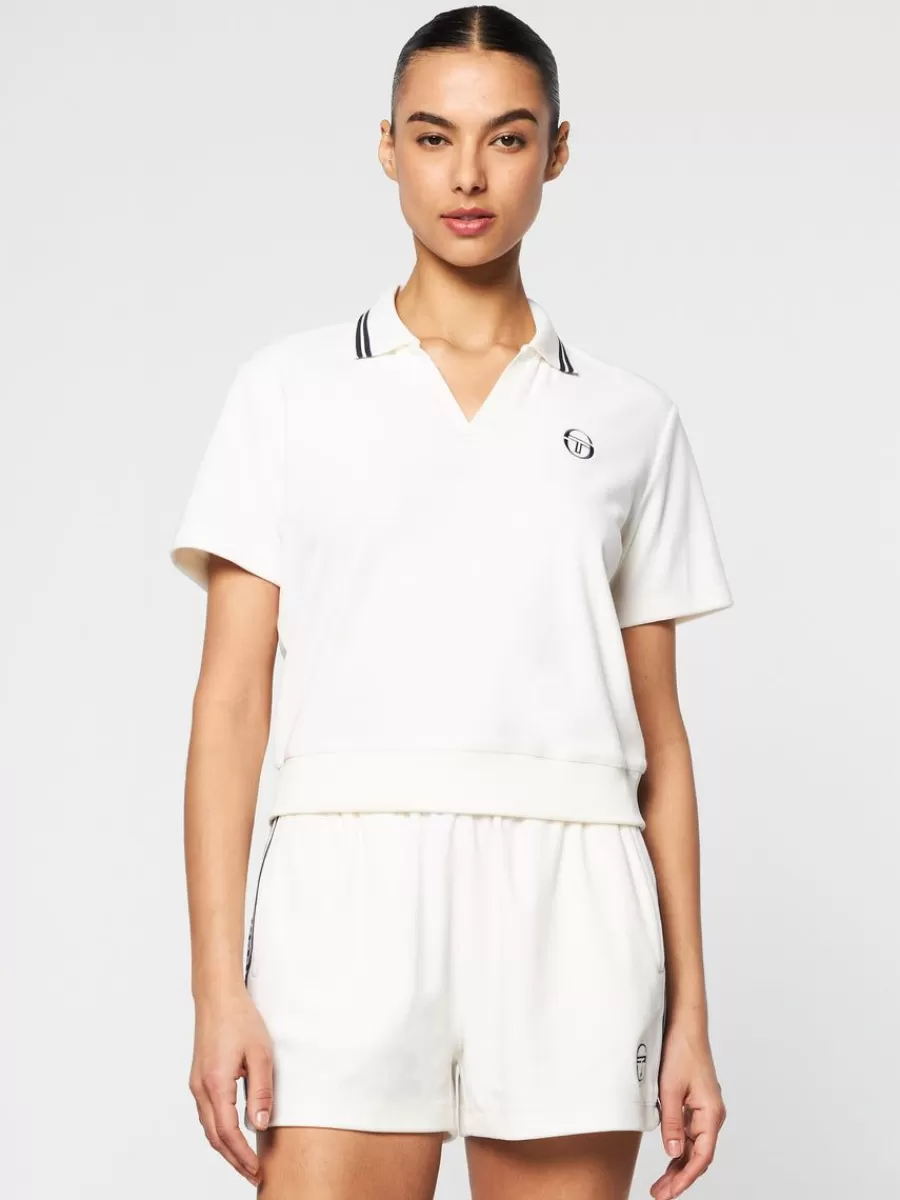 Tops And Sports Bras>Sergio Tacchini Atri Velour Polo- Gardenia