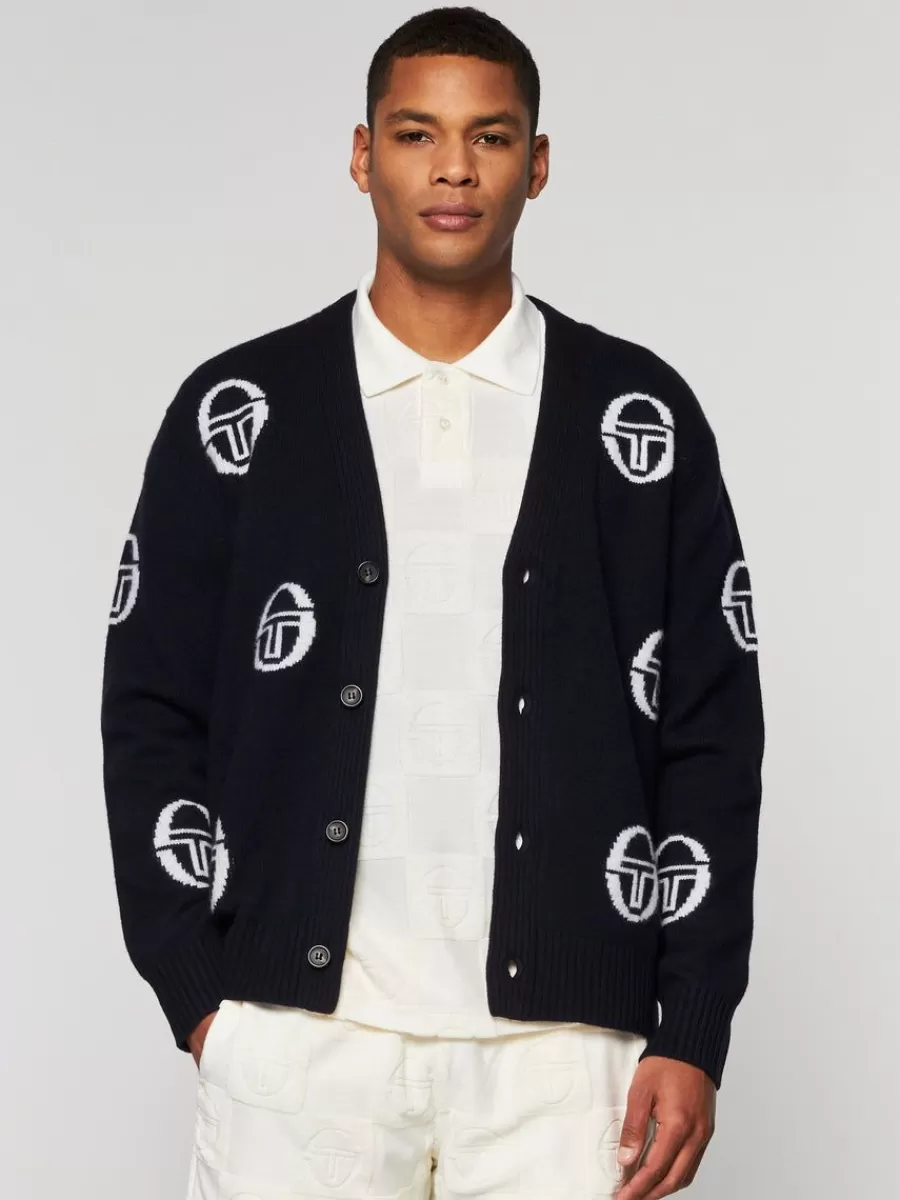 Knitwear>Sergio Tacchini Cucire Cardigan- Maritime Blue