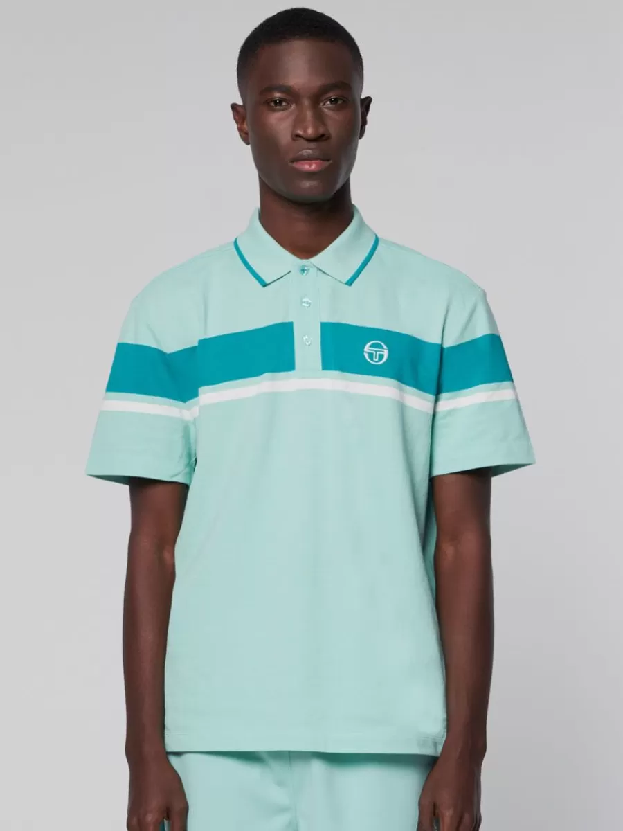 Polos>Sergio Tacchini Damarindo Polo- Ocean Wave/ Blue Grass