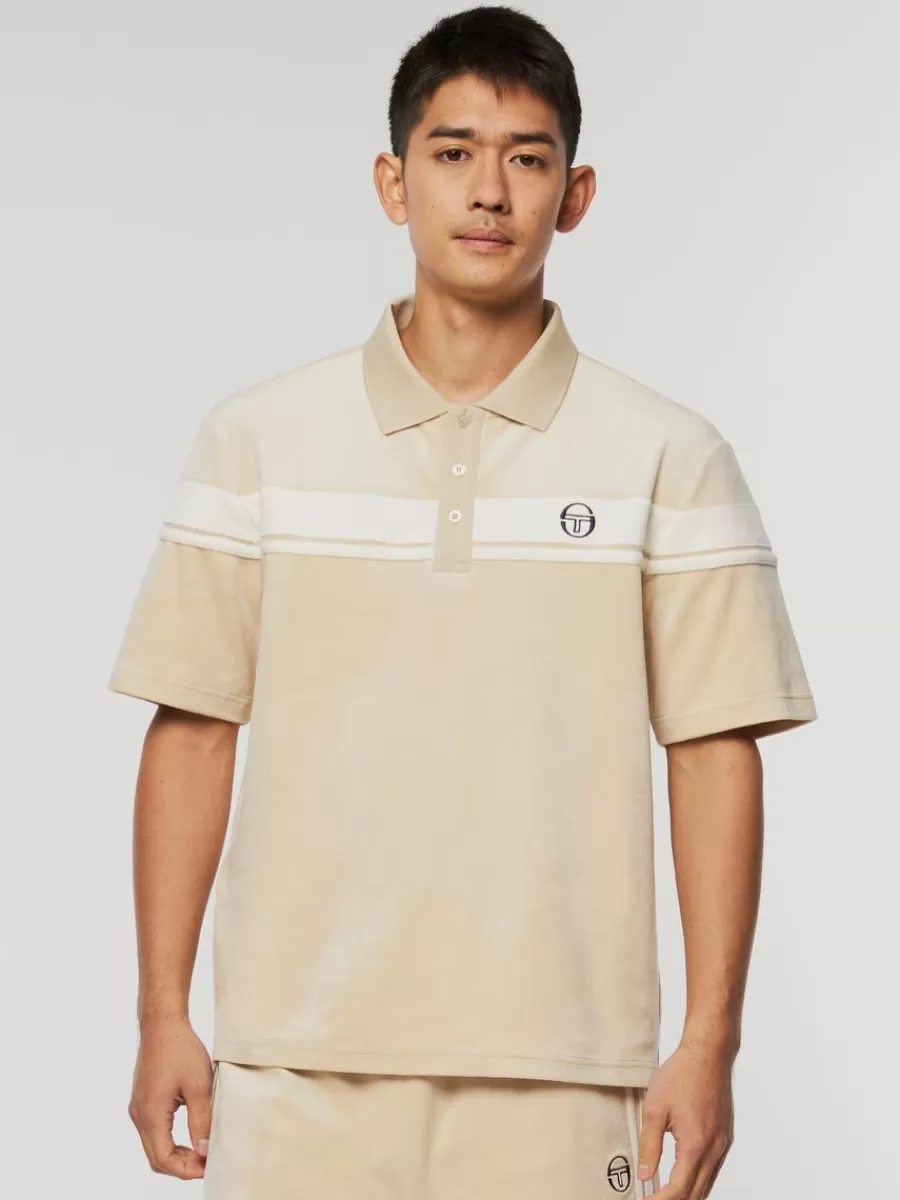 Velour>Sergio Tacchini Damarindo Velour Polo-Cement/ Gardenia