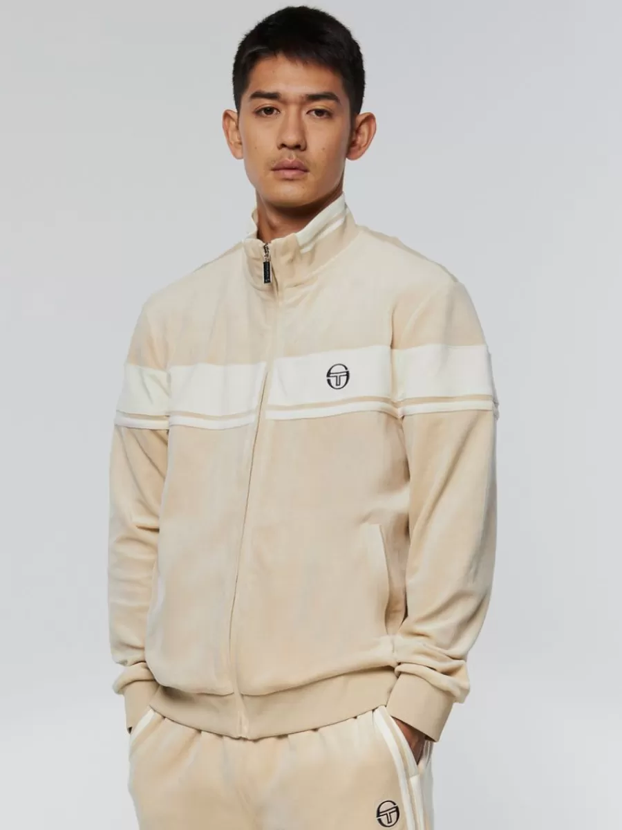 Velour>Sergio Tacchini Damarindo Velour Track Jacket- Cement/ Gardenia