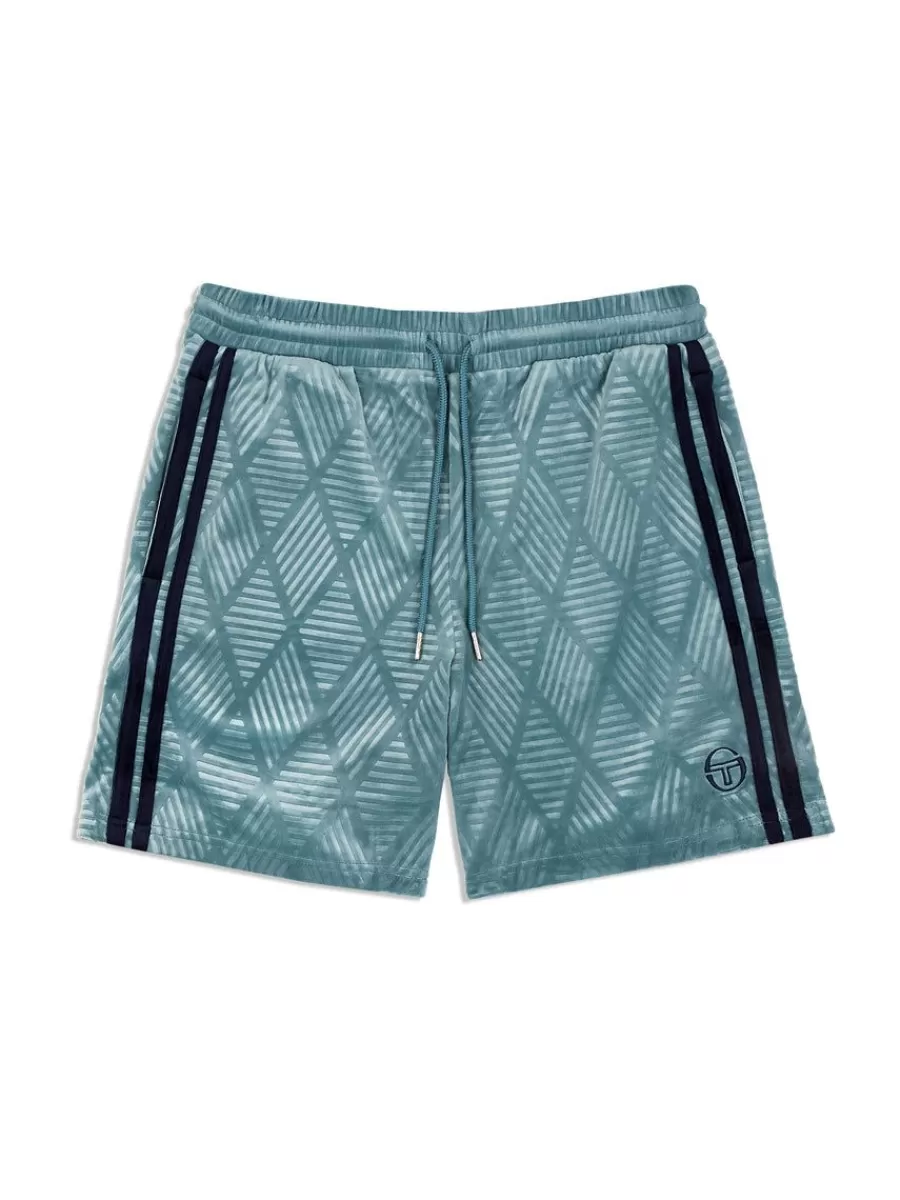 Shorts And Swim>Sergio Tacchini Debossed Damarindo Velour Short- Larkspur