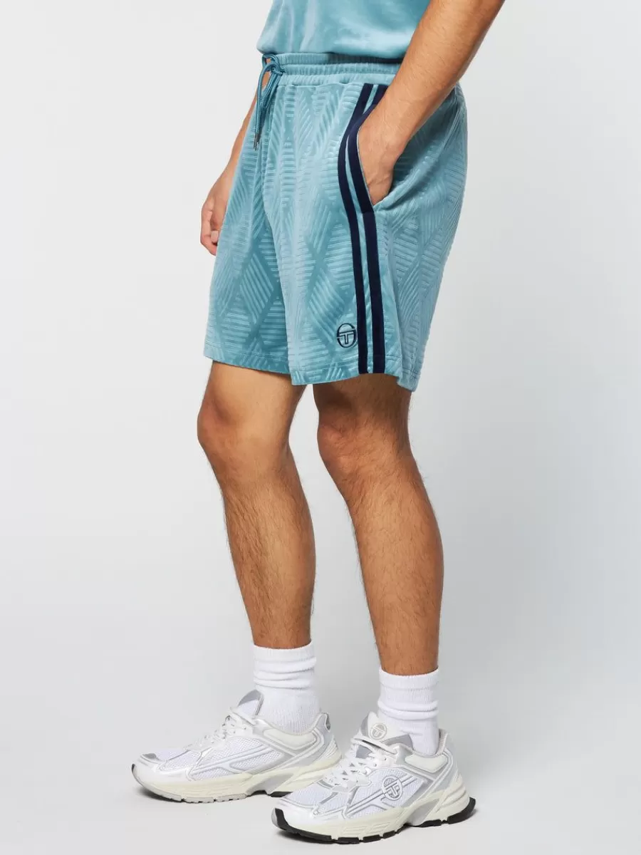 Shorts And Swim>Sergio Tacchini Debossed Damarindo Velour Short- Larkspur