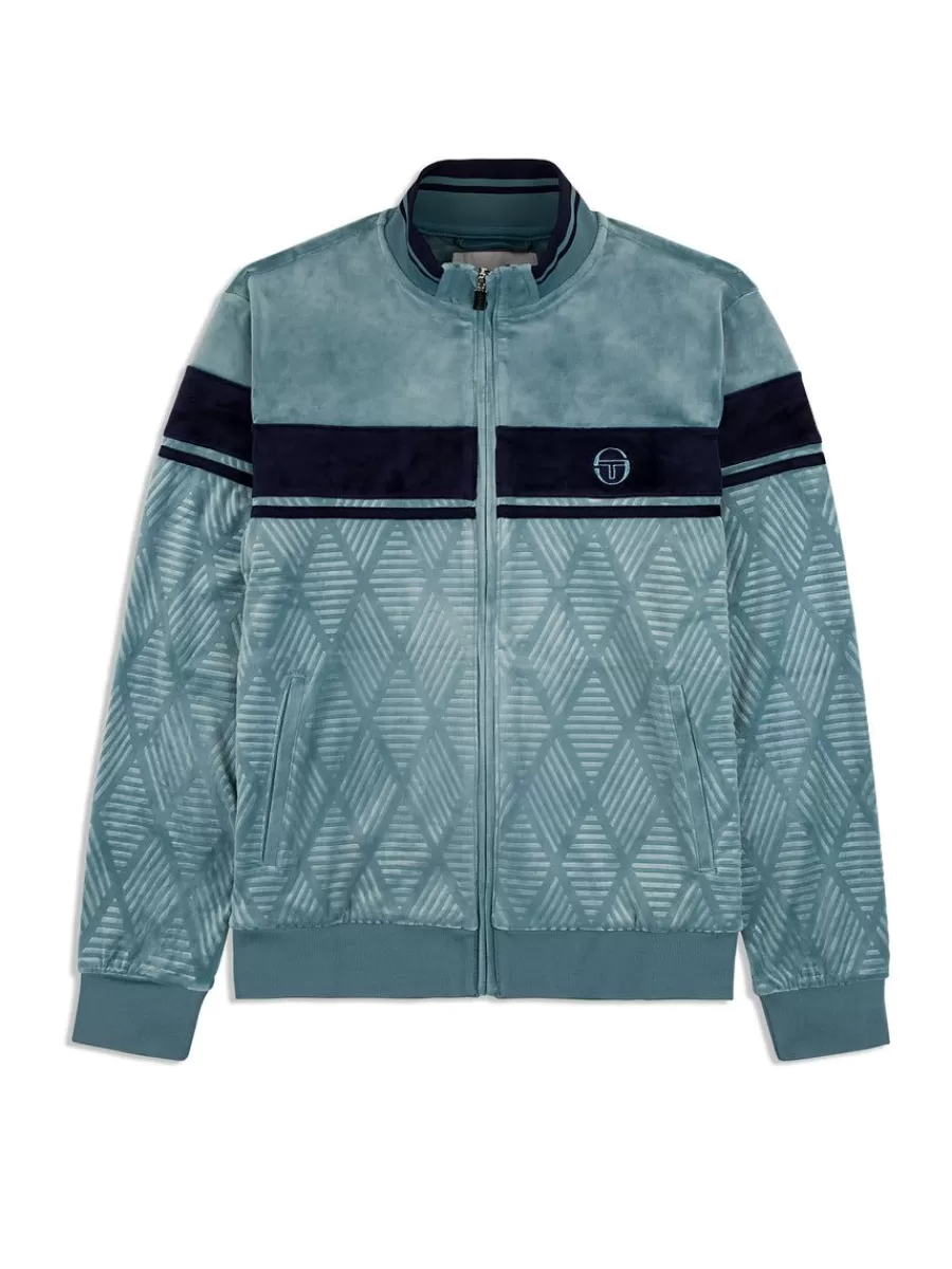 Tracksuits>Sergio Tacchini Debossed Damarindo Velour Track Jacket- Larkspur