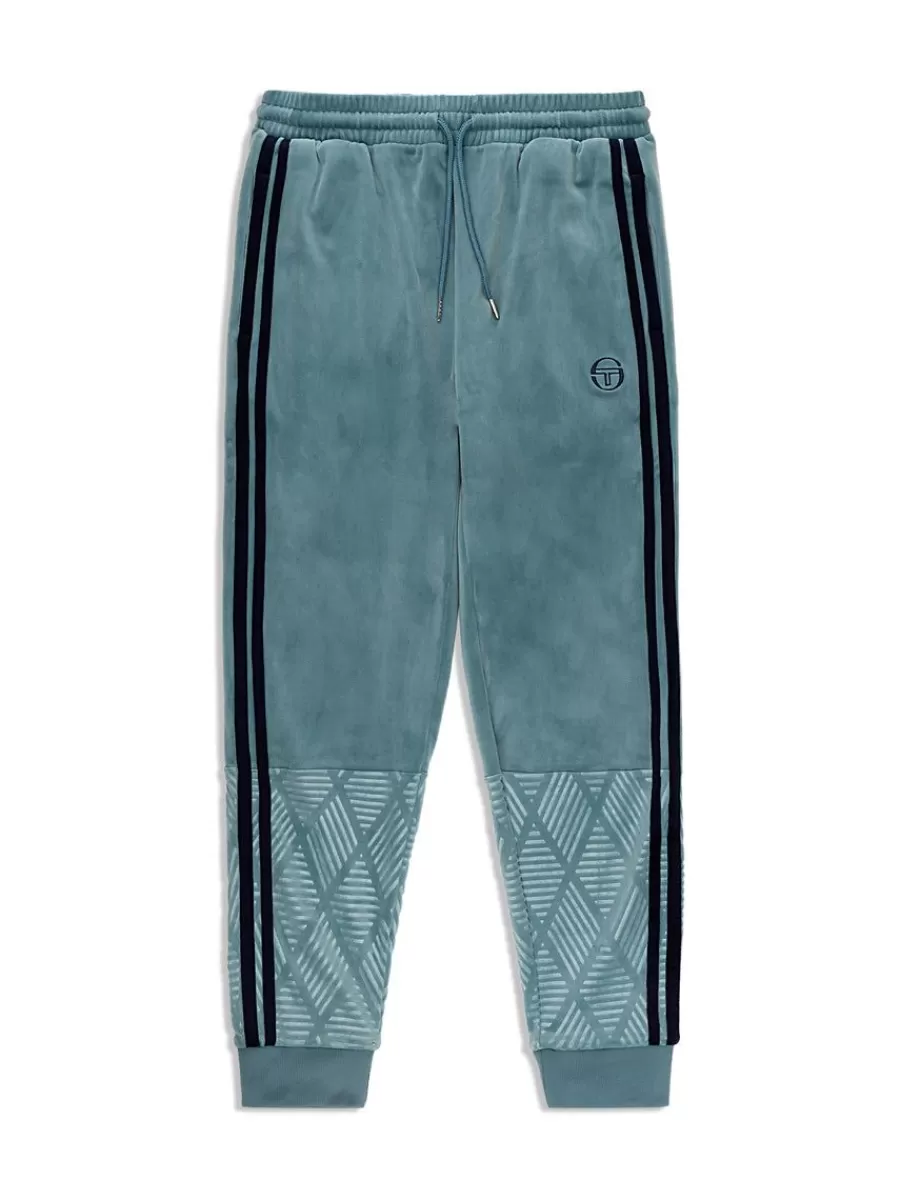 Tracksuits>Sergio Tacchini Debossed Damarindo Velour Track Pant- Larkspur