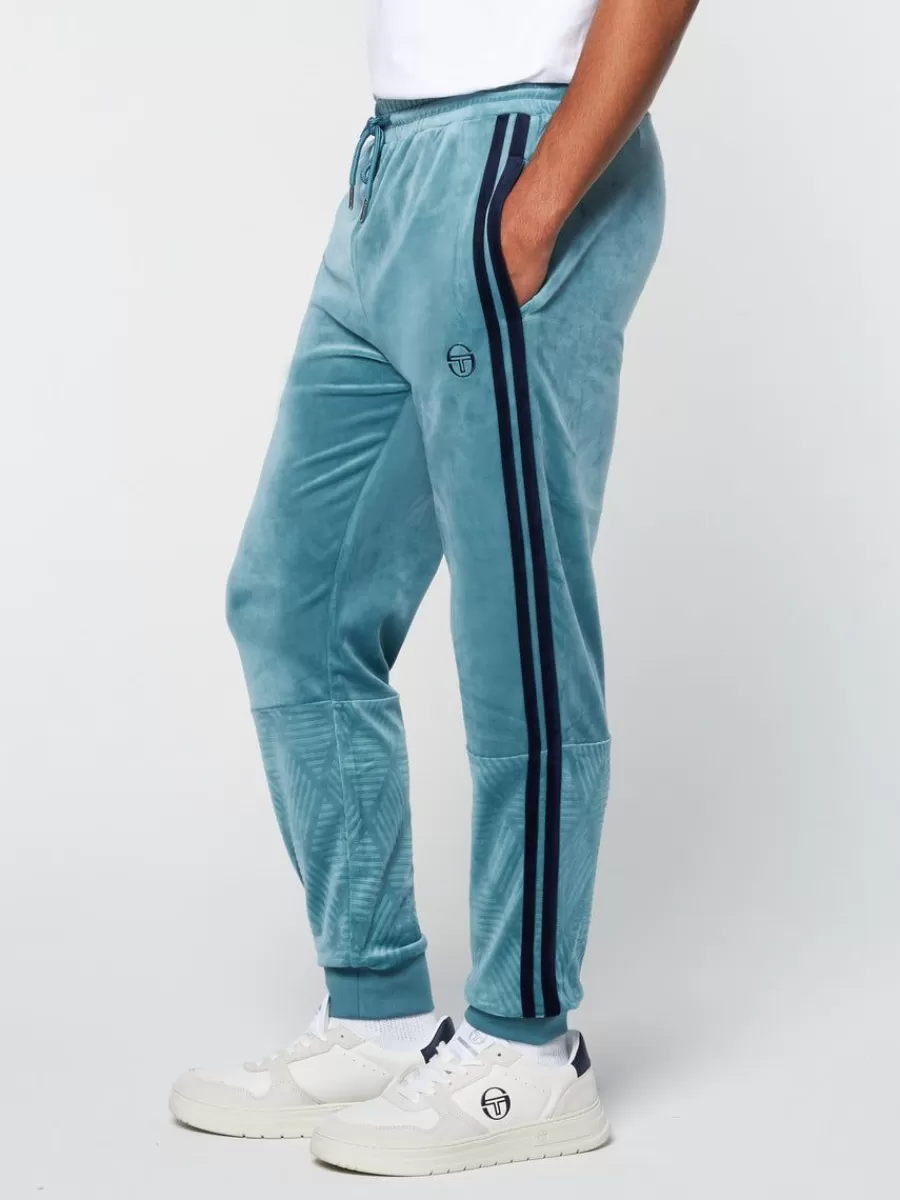 Tracksuits>Sergio Tacchini Debossed Damarindo Velour Track Pant- Larkspur