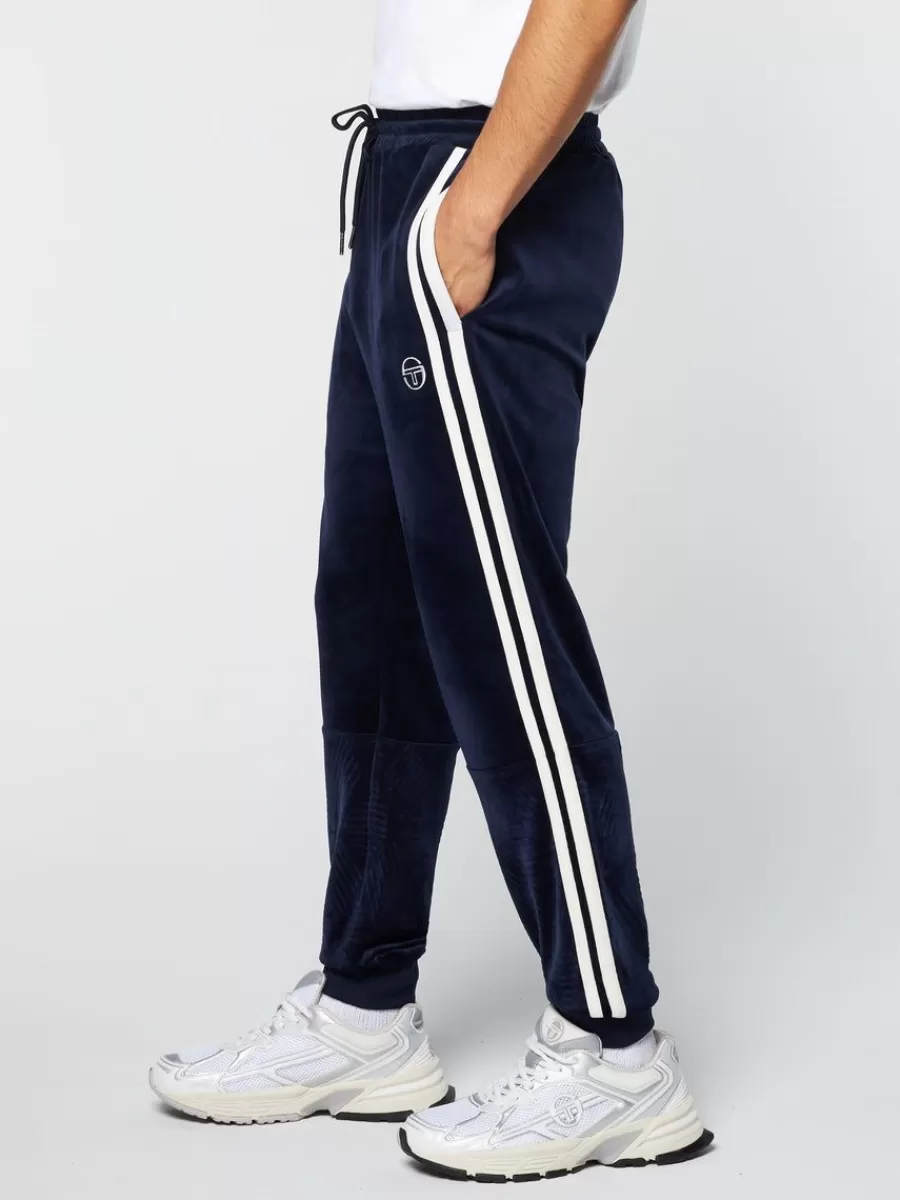 Tracksuits>Sergio Tacchini Debossed Damarindo Velour Track Pant- Maritime Blue