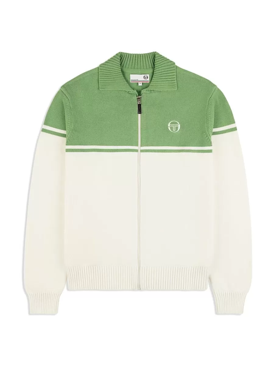 Knitwear>Sergio Tacchini Donato Knit Track Jacket- Gardenia/ Jade Green