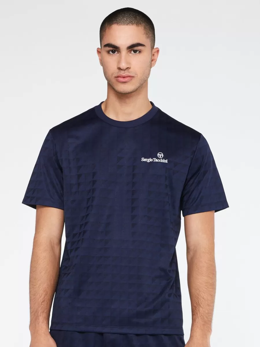 View All>Sergio Tacchini Geo T-Shirt-Maritime Blue