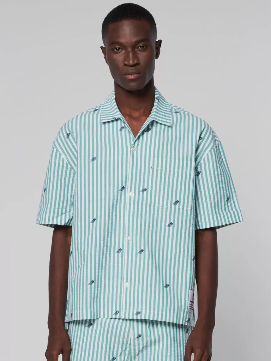 View All>Sergio Tacchini Granda Camp Shirt- Deep Mint