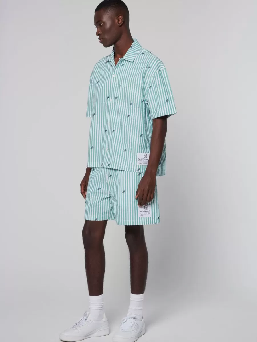 View All>Sergio Tacchini Granda Camp Shirt- Deep Mint