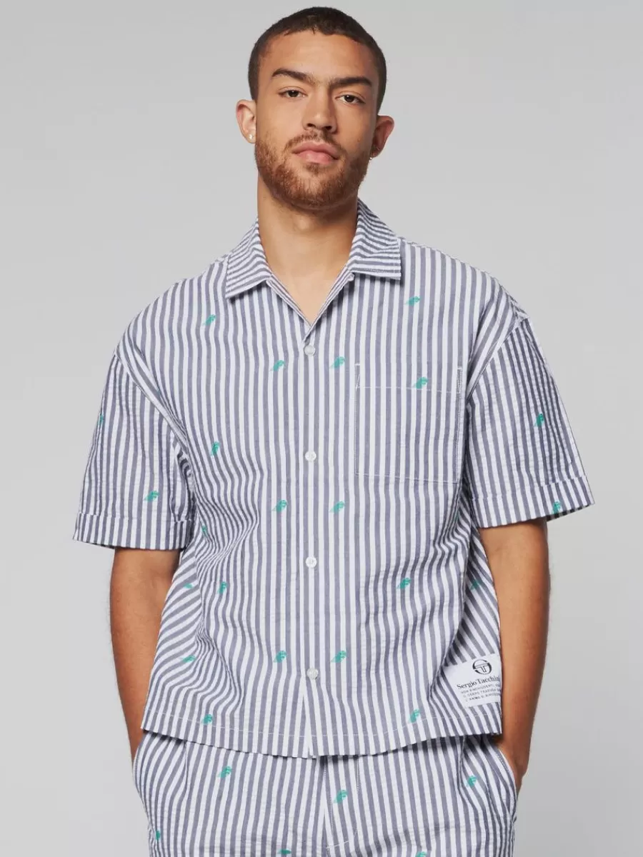 View All>Sergio Tacchini Granda Camp Shirt- Maritime Blue