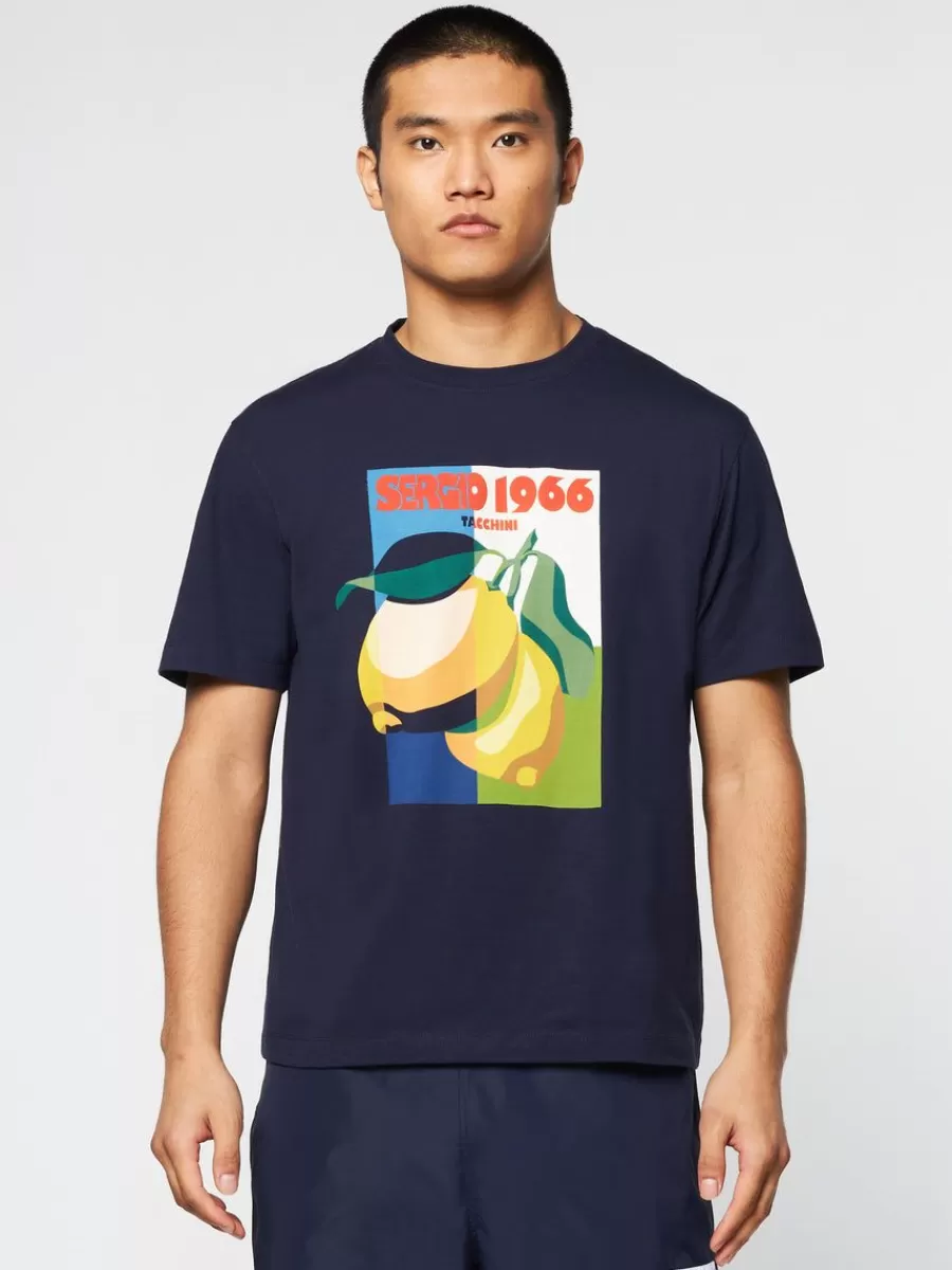 View All>Sergio Tacchini Limone T-Shirt- Maritime Blue