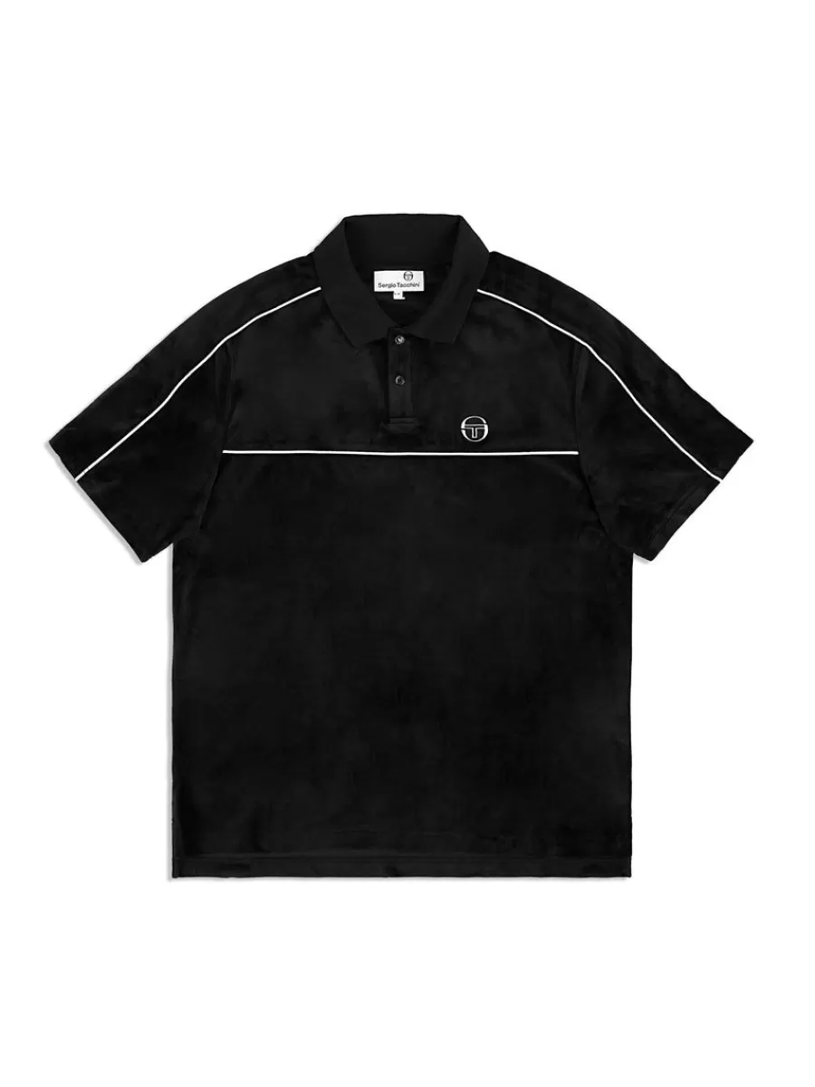 View All>Sergio Tacchini Lioni Velour Polo Archivio- Black Beauty