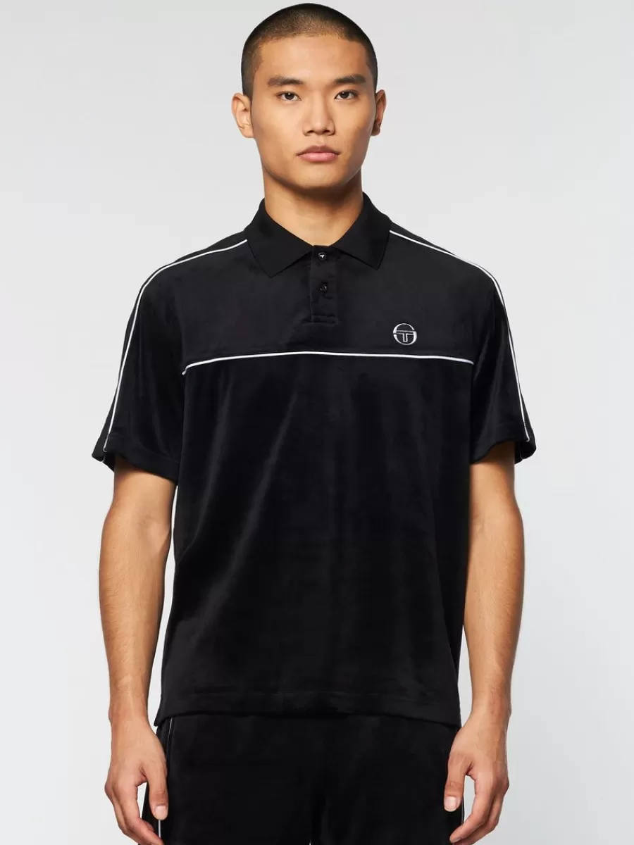View All>Sergio Tacchini Lioni Velour Polo Archivio- Black Beauty