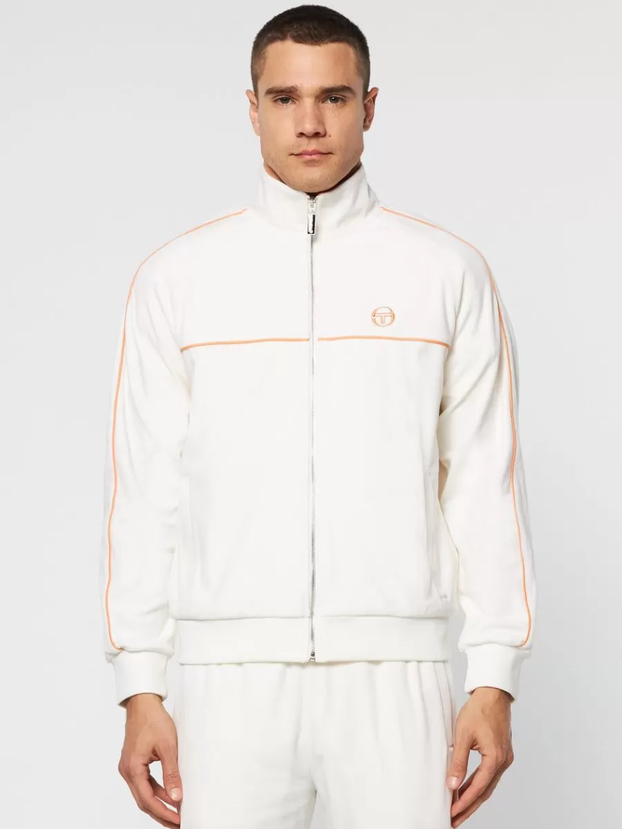 Jackets>Sergio Tacchini Lioni Velour Track Jacket Archivio- Gardenia