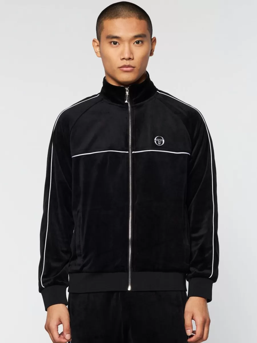 Jackets>Sergio Tacchini Lioni Velour Track Jacket- Black Beauty