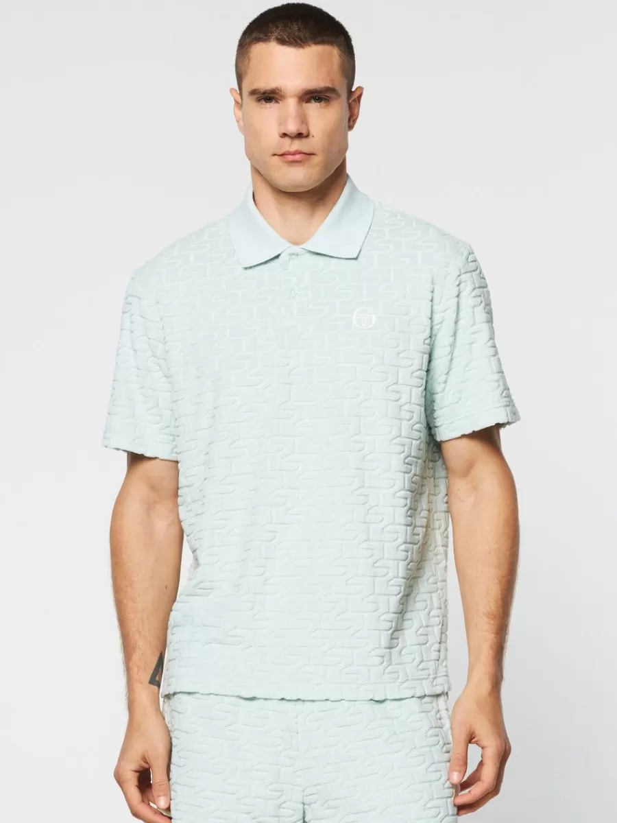 View All>Sergio Tacchini Livata Monogram Polo- Surf Spray