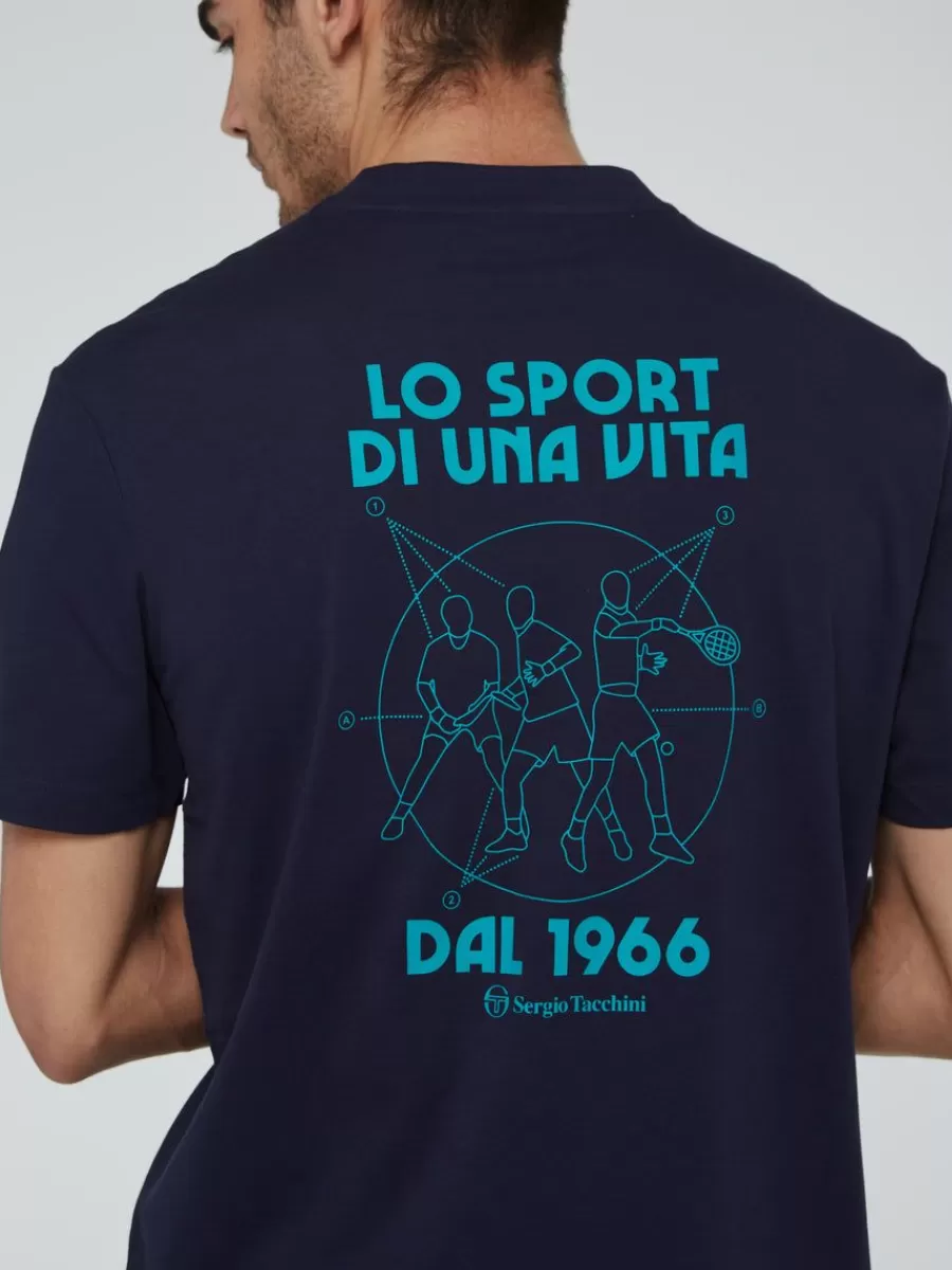 View All>Sergio Tacchini Lo Sport T-Shirt- Maritime Blue