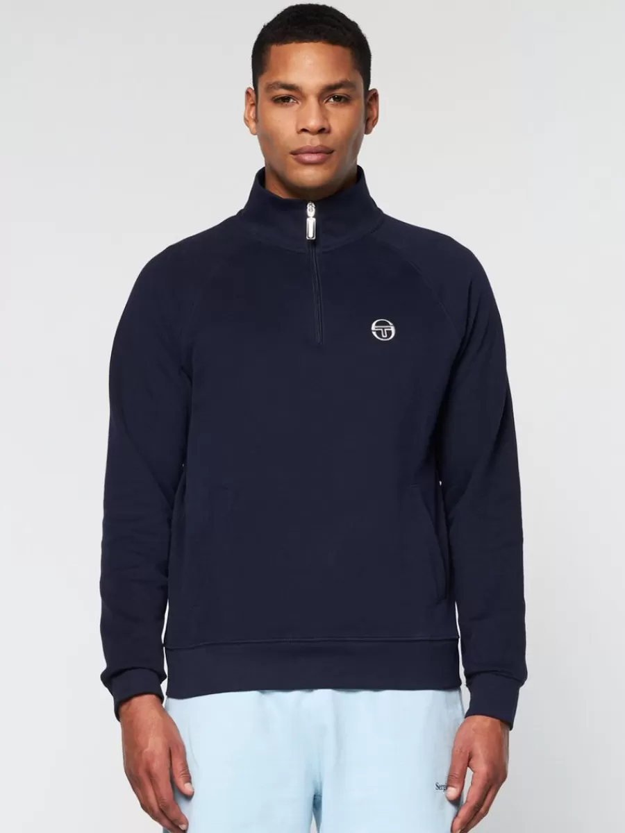 View All>Sergio Tacchini Mezza Half Zip- Maritime Blue