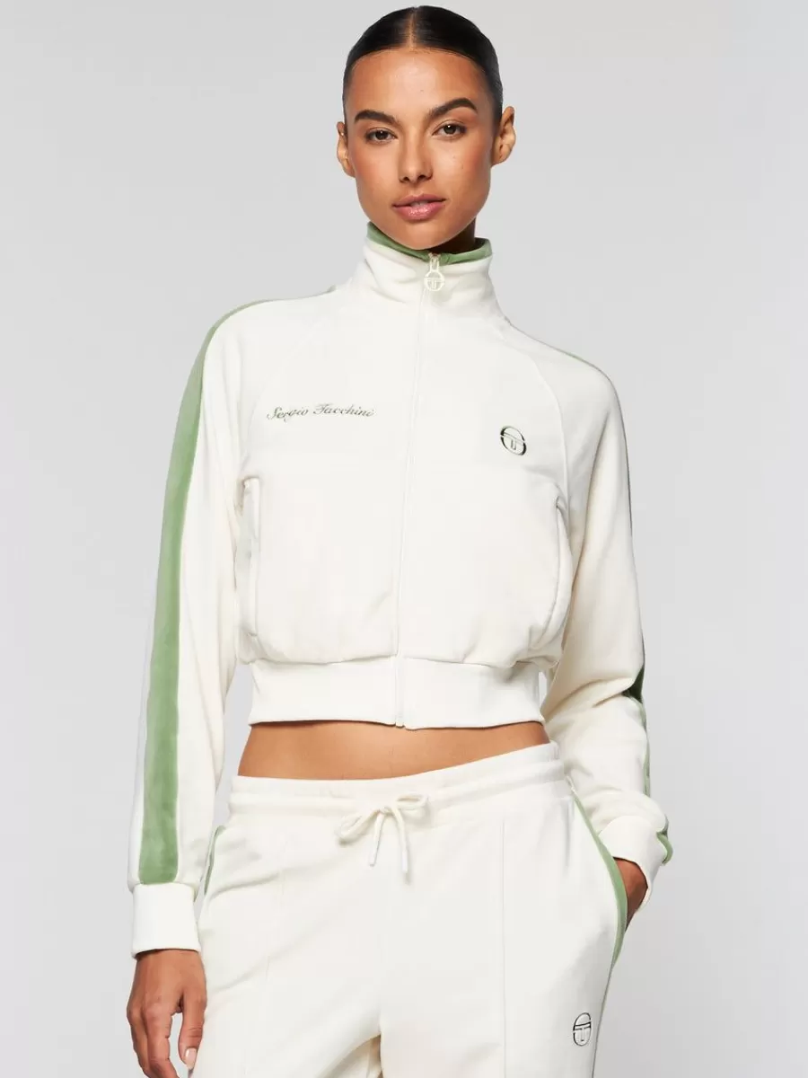 Tracksuits>Sergio Tacchini Miss Carlotta Velour Track Jacket- Gardenia