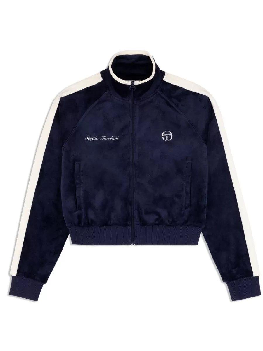 Tracksuits>Sergio Tacchini Miss Carlotta Velour Track Jacket- Maritime Blue