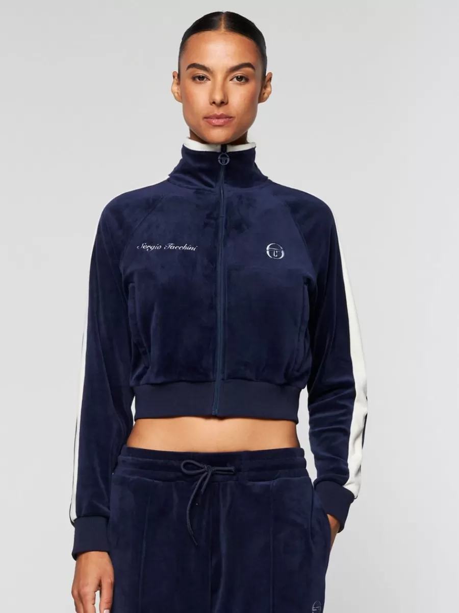 Tracksuits>Sergio Tacchini Miss Carlotta Velour Track Jacket- Maritime Blue