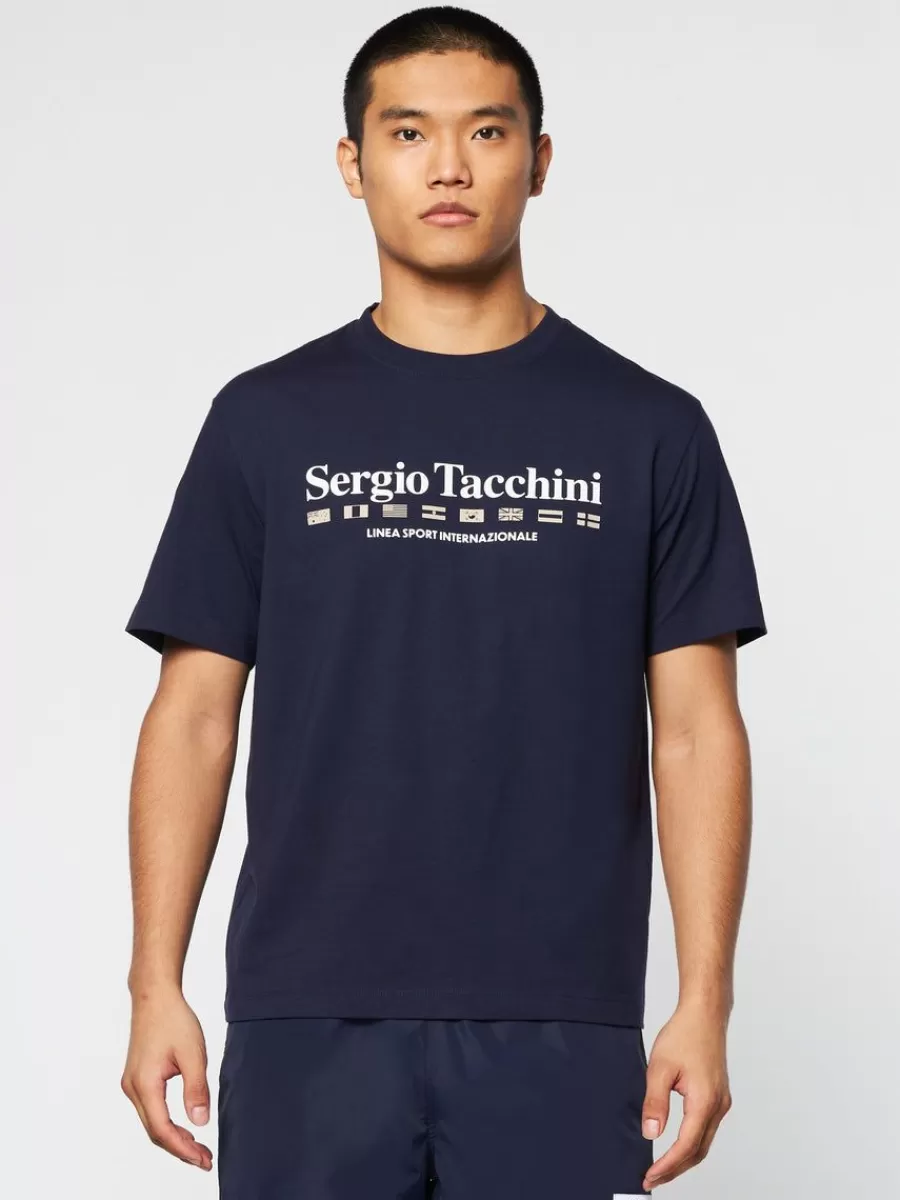 View All>Sergio Tacchini Monda T-Shirt- Maritime Blue