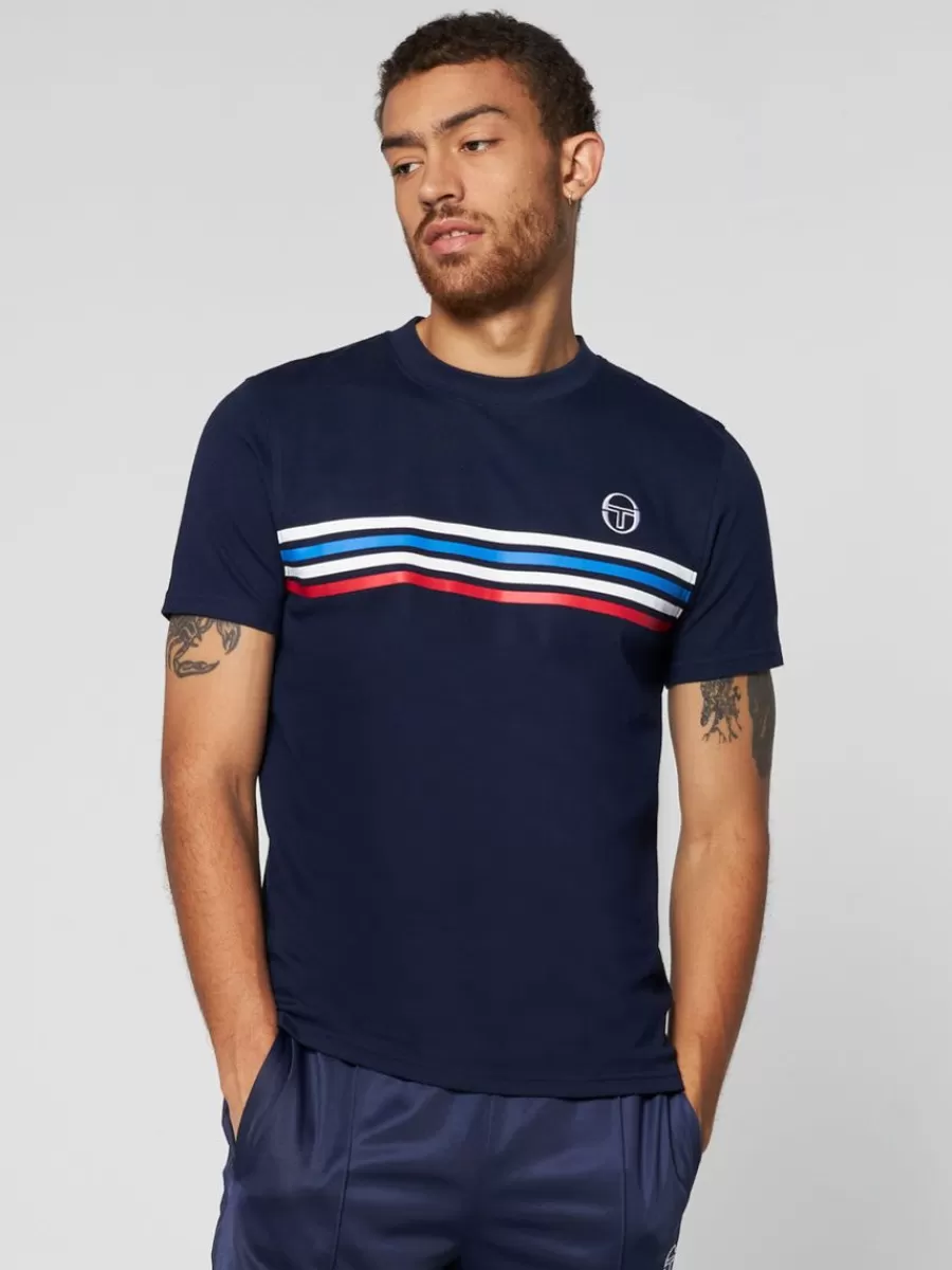 View All>Sergio Tacchini New Melfi Short Sleeve T-Shirt Archivio- Maritime Blue