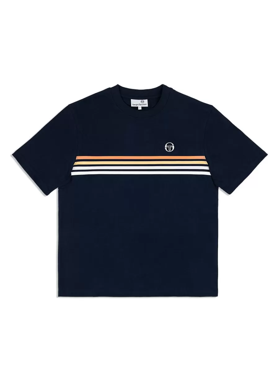 View All>Sergio Tacchini New Melfi T-Shirt- Maritime Blue/ White