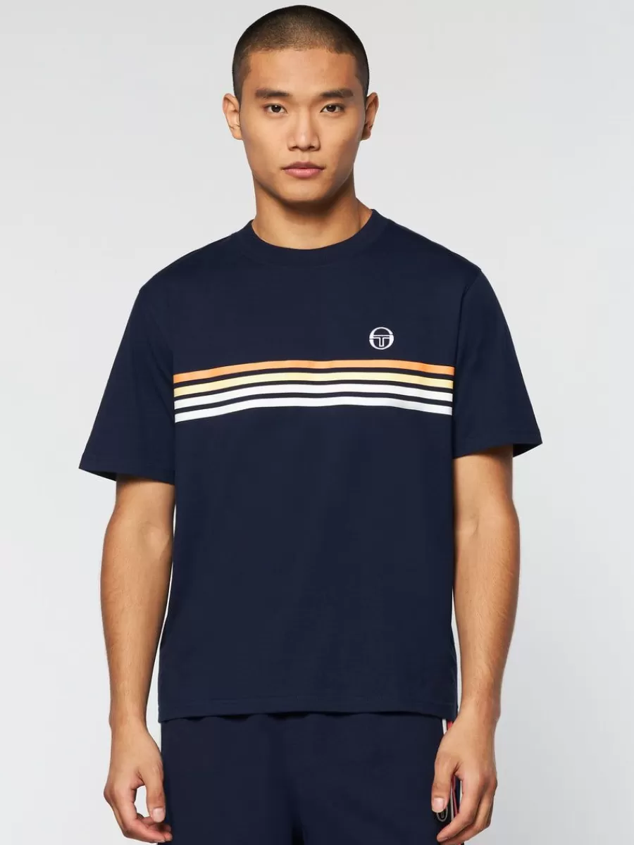 View All>Sergio Tacchini New Melfi T-Shirt- Maritime Blue/ White