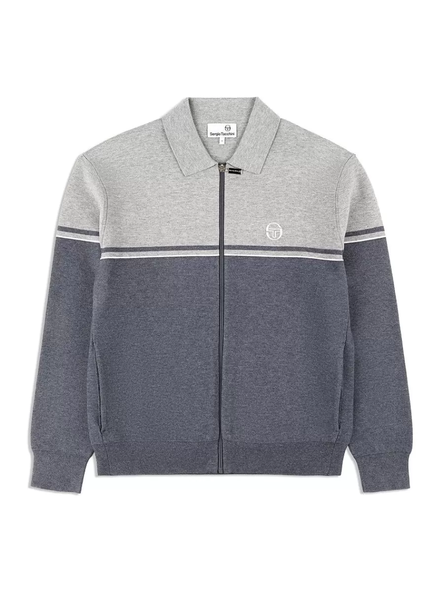 Knitwear>Sergio Tacchini Nostra Track Jacket- Dark Grey/ Melange