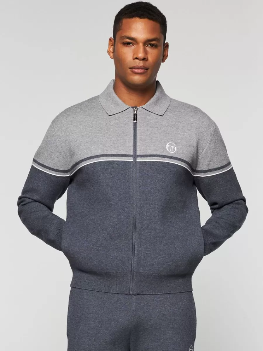 Knitwear>Sergio Tacchini Nostra Track Jacket- Dark Grey/ Melange