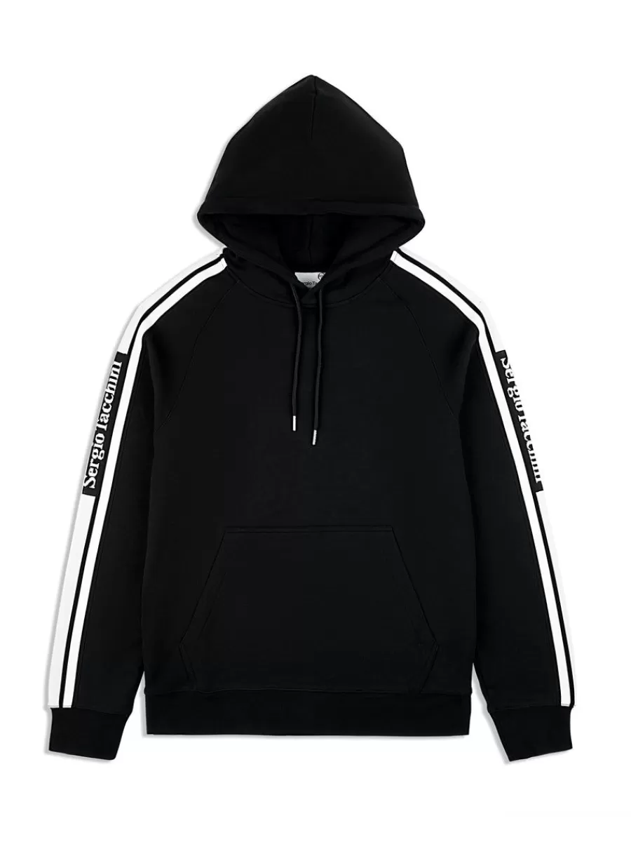 Sweatshirts And Hoodies>Sergio Tacchini Pereto Tape Hoodie- Black Beauty