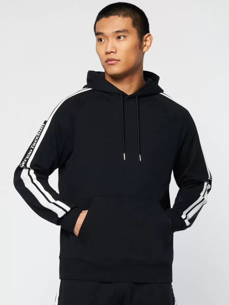 Sweatshirts And Hoodies>Sergio Tacchini Pereto Tape Hoodie- Black Beauty