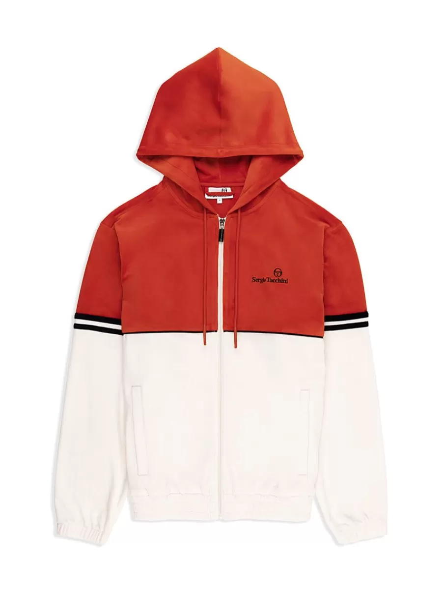 Sweatshirts And Hoodies>Sergio Tacchini Scopeto Full-Zip Velour Hoodie- Poinciana/ Gardenia